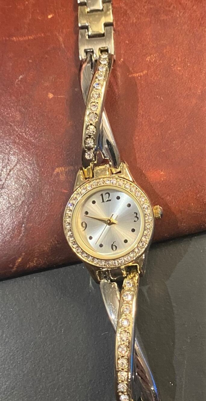 Women's 24mm Silver Tone Watch, Crystal Accents